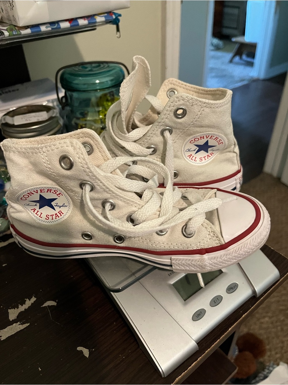 Converse kids High Top Sneakers - White with Red Accents